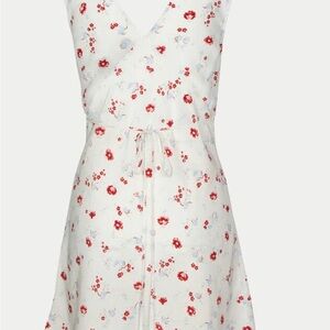 Réalisation Par White Midi Dress with Red Floral Print